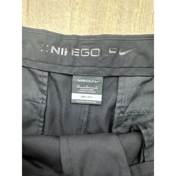 Nike Golf Dri-FIT Performance Polyester Black Golfing Shorts Size 34 Chino EUC - Picture 2 of 7